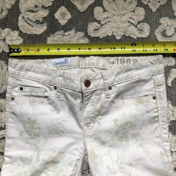 GAP 1969, Low Rise, Light Beige Floral, Always Skinny Jeans, Sz 27 - Picture 6 of 9